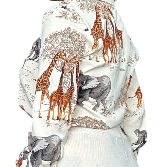 Rachel Zoe Cream Animal Print Blouse XS – Safari-Inspired Design - Picture 7 of 8